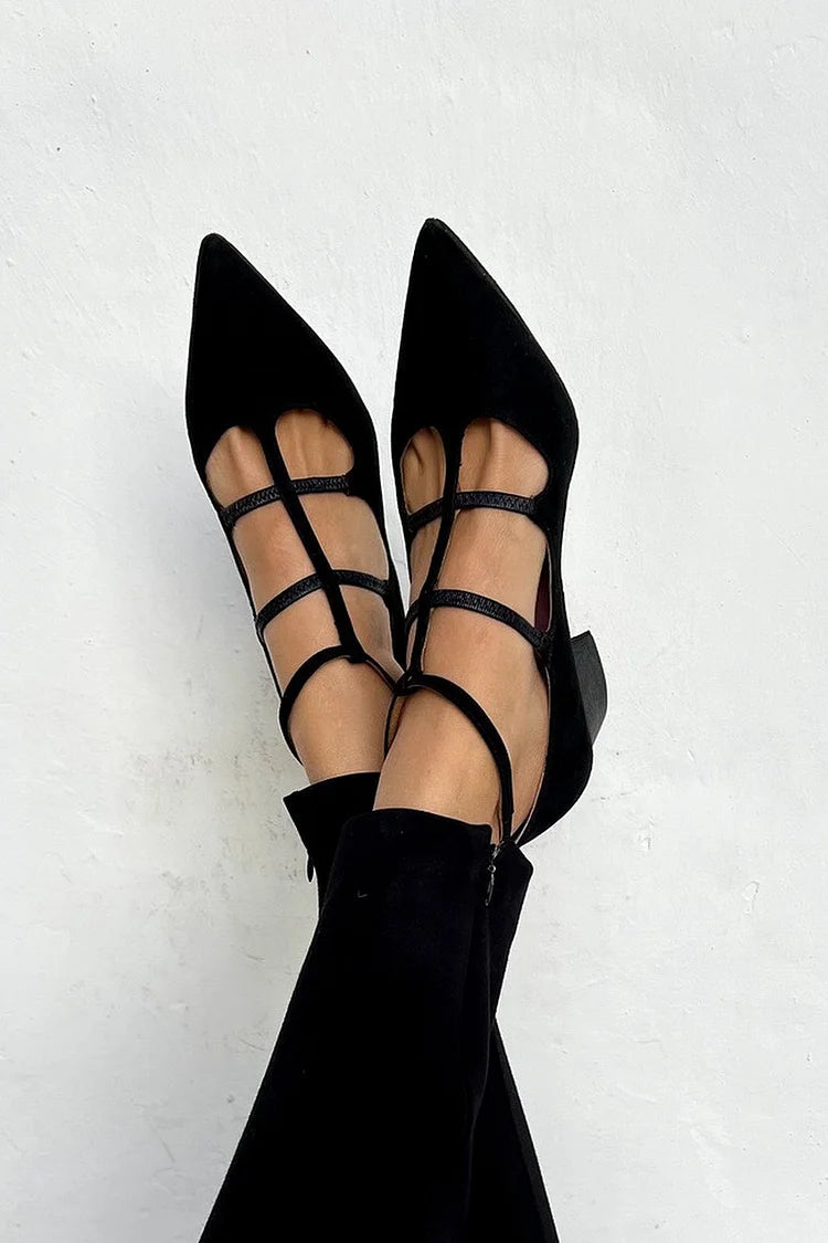 Benedetta - Elegant pointed lace-up ballerinas