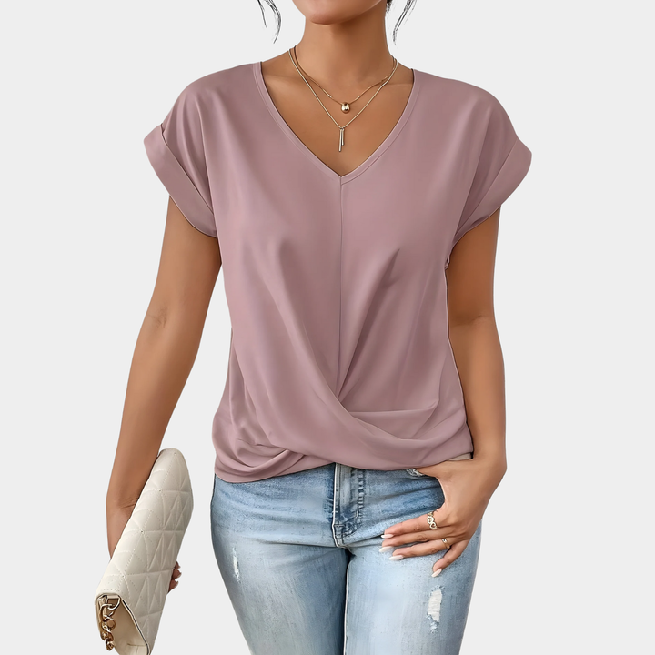 Maia – V-Neck Top with Twist Detail