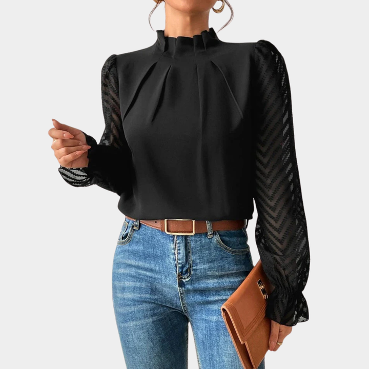 Tegan - Chemisier plissé à manches transparentes