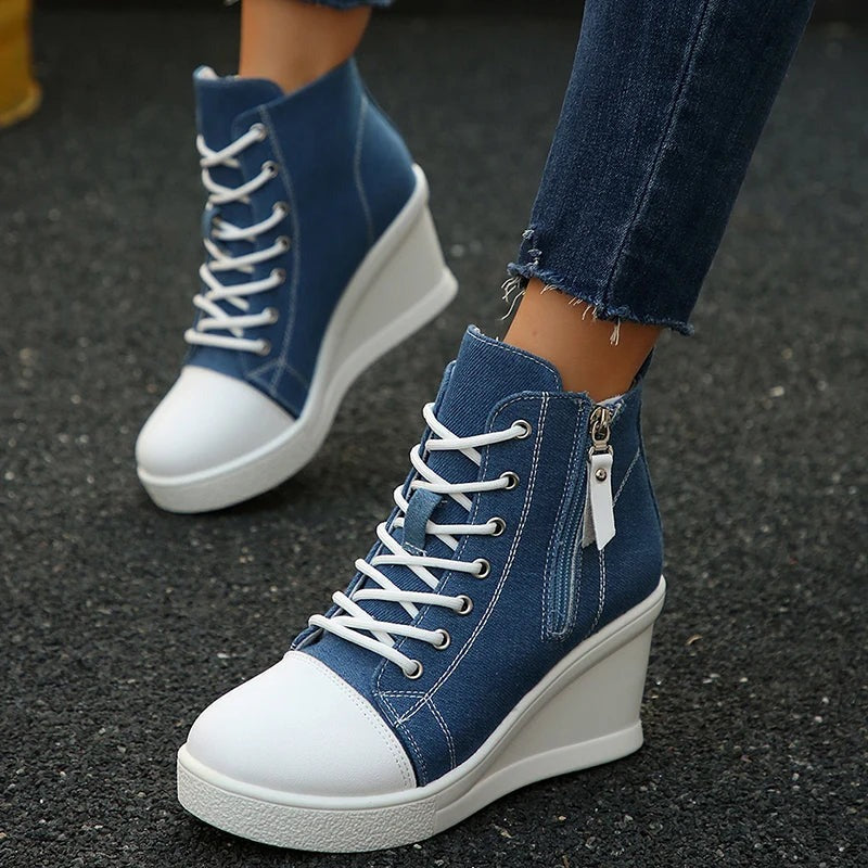 Anna - Sneakers con zeppa in tela