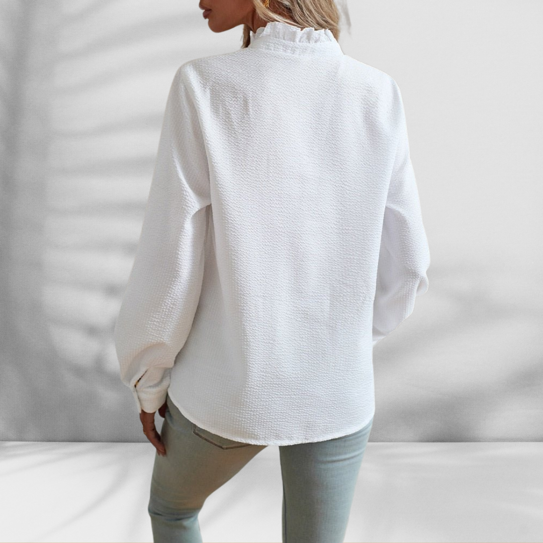 Iris - Blusa leve com pormenor de folhos