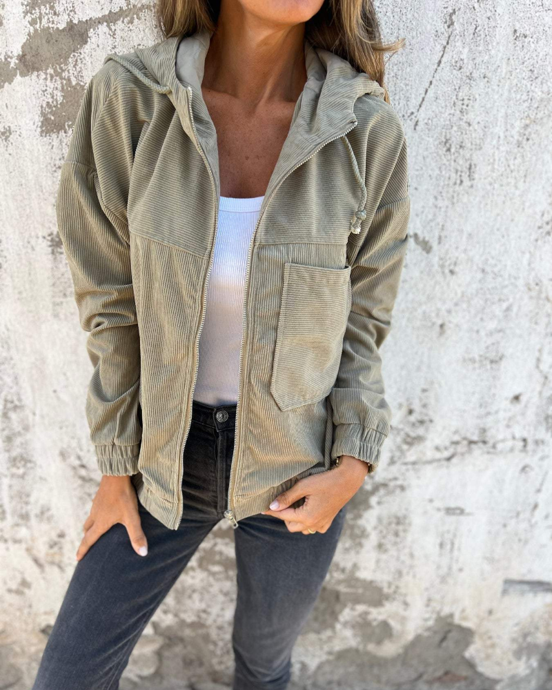 Abilenne – Loose Fit Hooded Cardigan with Zipper