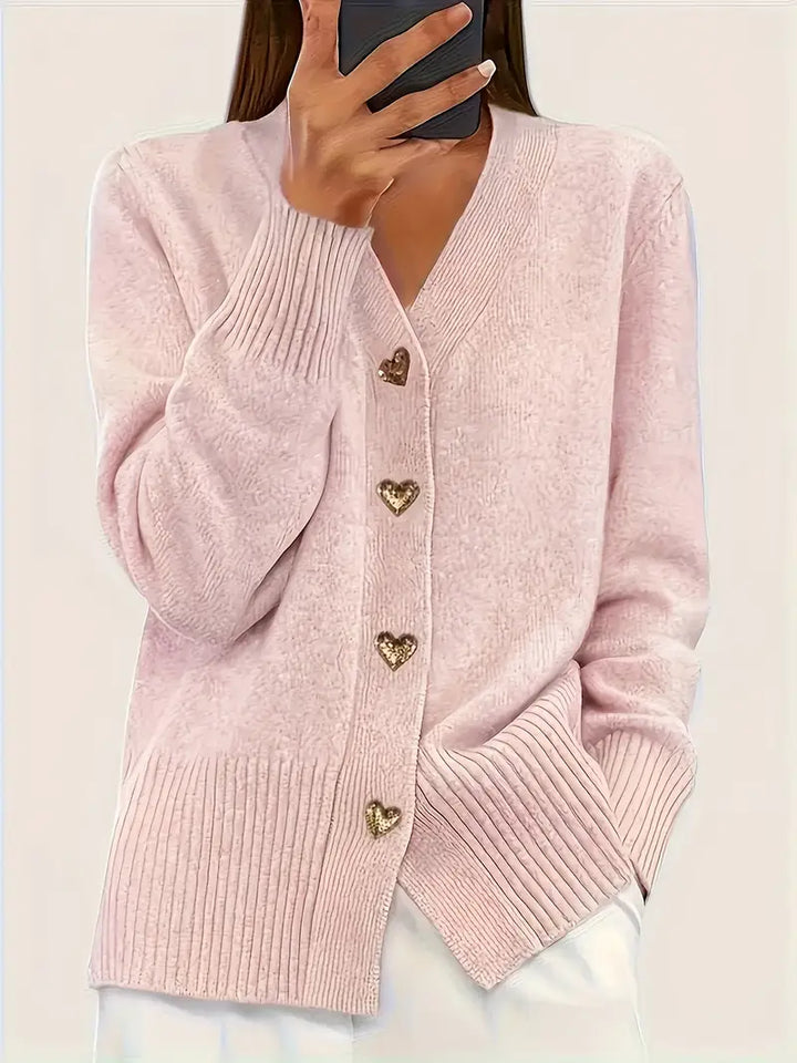Adele - Elegant Heart Button Cardigan