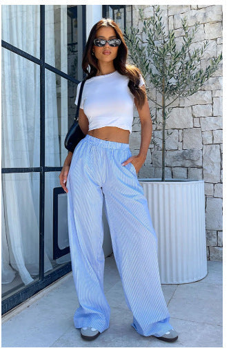 Paula – Wide-Cut Lounge Pants with Elastic Waistband