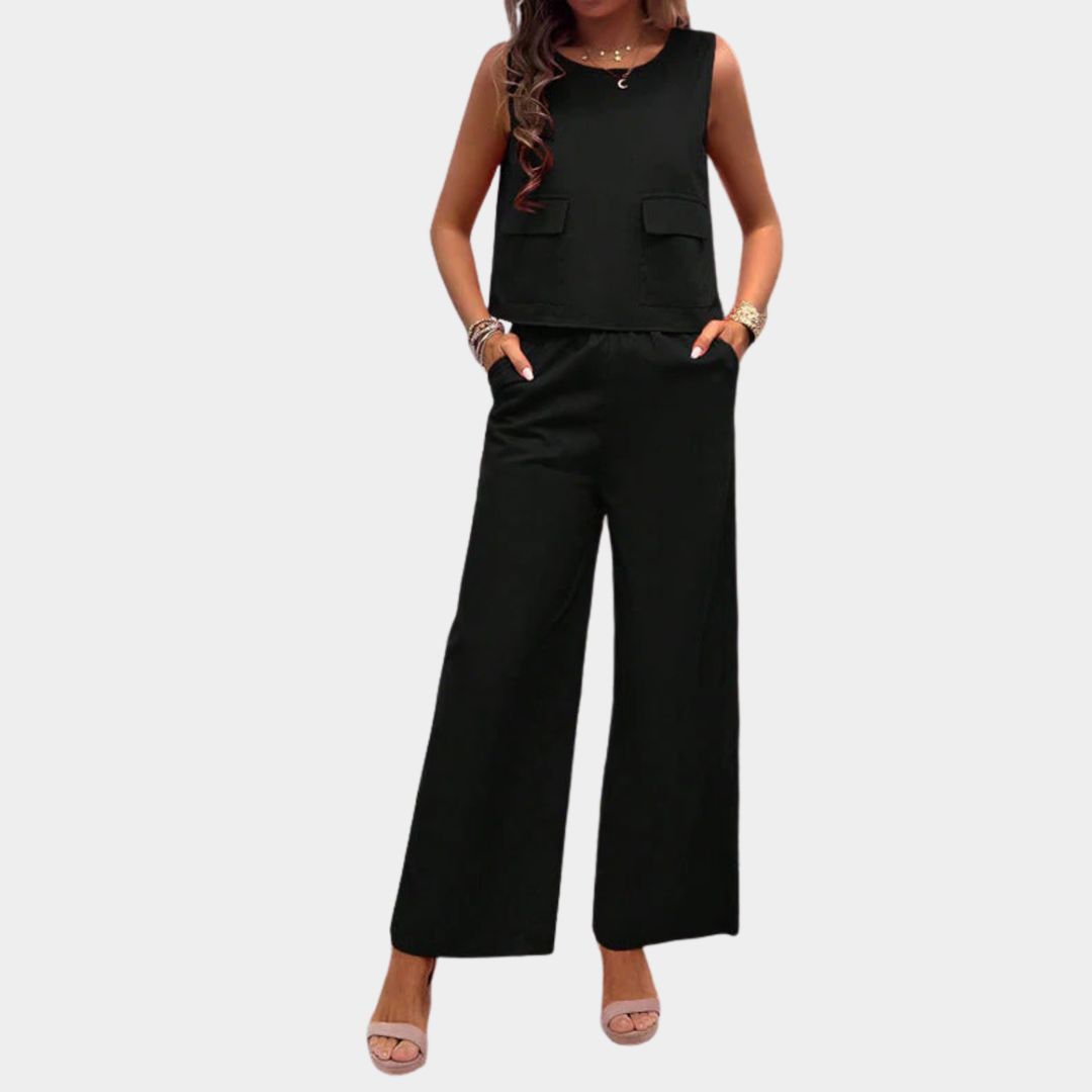 Nika - Ärmelloser Jumpsuit mit weiten Beinen