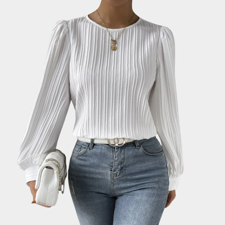 Carly - Langärmelige Bluse mit Plissee