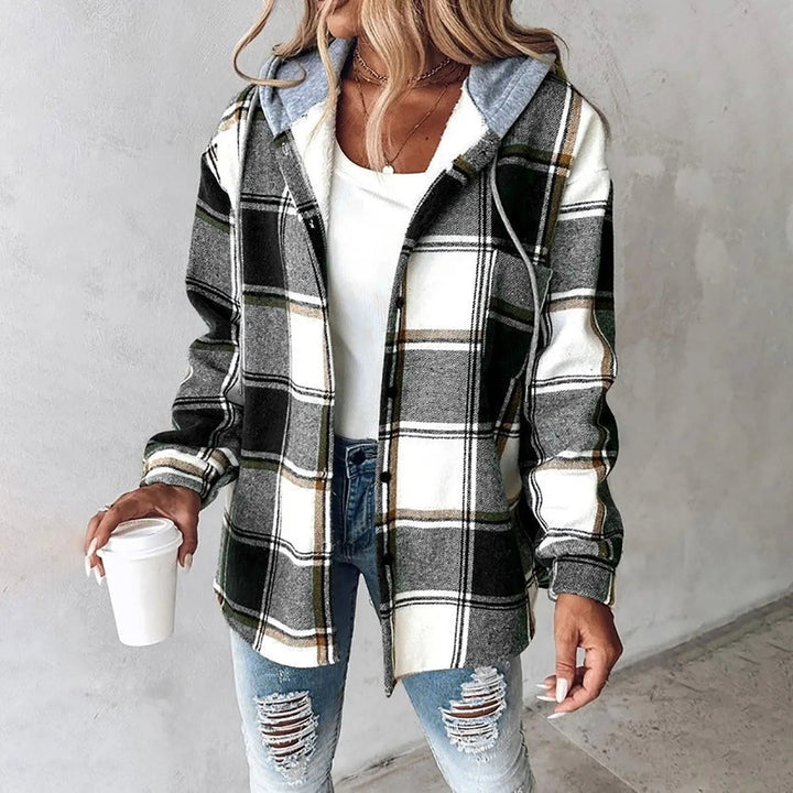 Risana - Chaqueta de cuadros con capucha