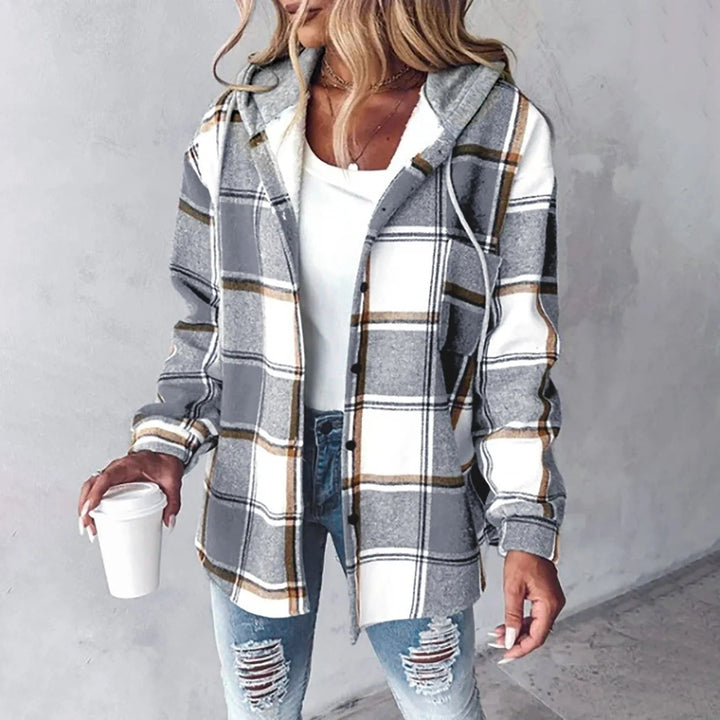 Risana - Chaqueta de cuadros con capucha