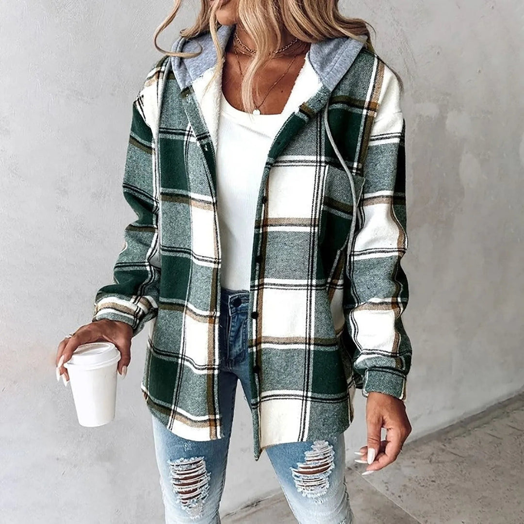 Risana - Chaqueta de cuadros con capucha