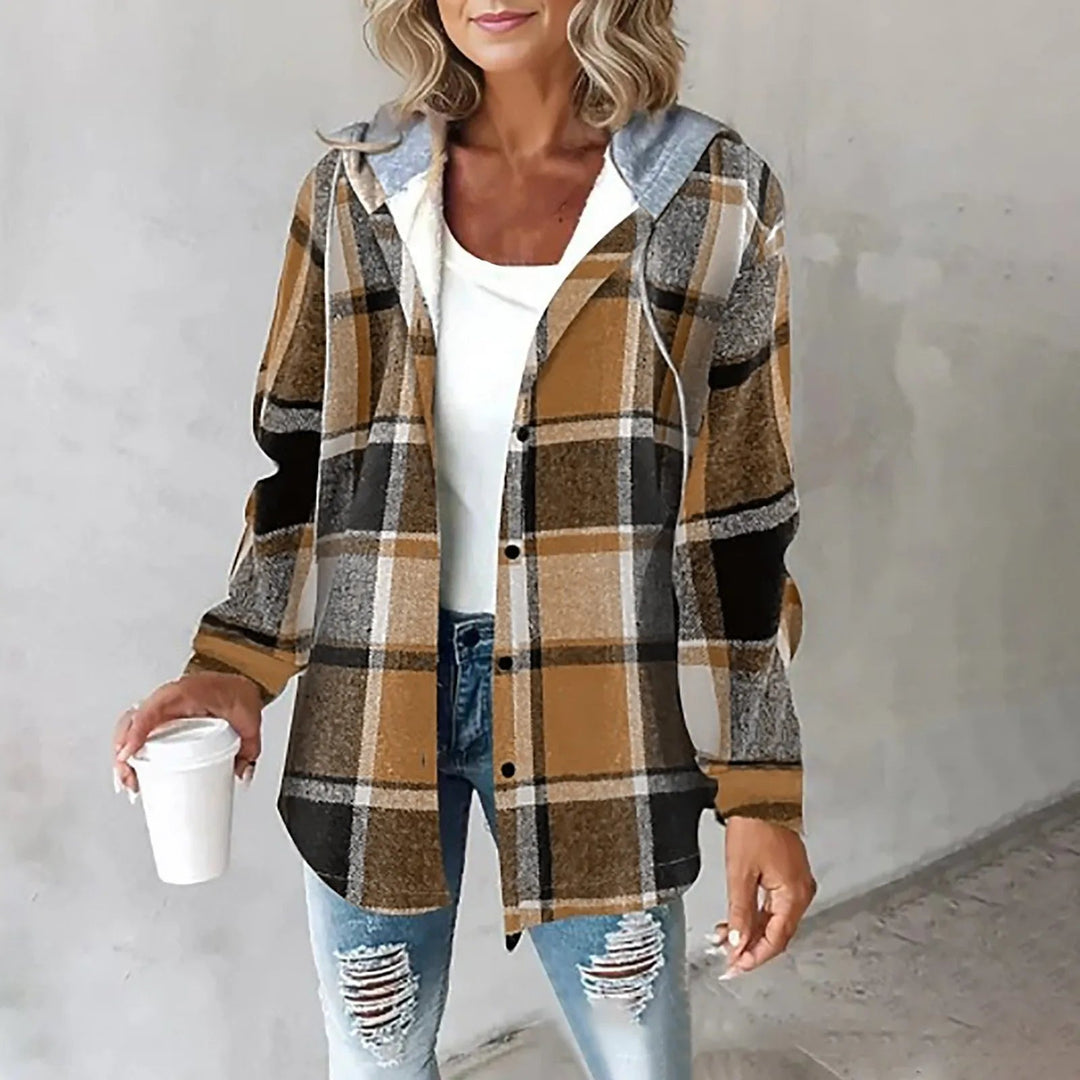 Risana - Chaqueta de cuadros con capucha