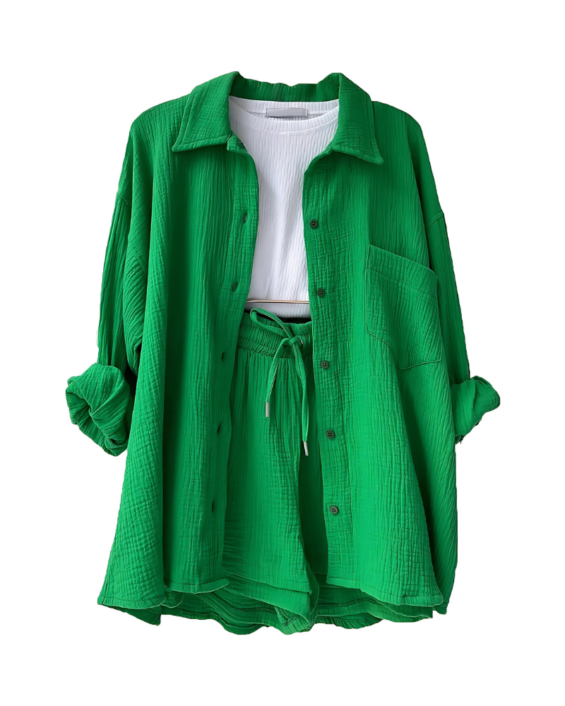Maylee - Zomerse tweedelige set met textuur en knoopsluiting