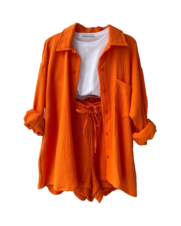 Maylee - Zomerse tweedelige set met textuur en knoopsluiting