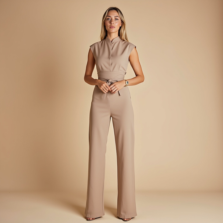 Kerstine - Getailleerde jumpsuit met wijde pijpen