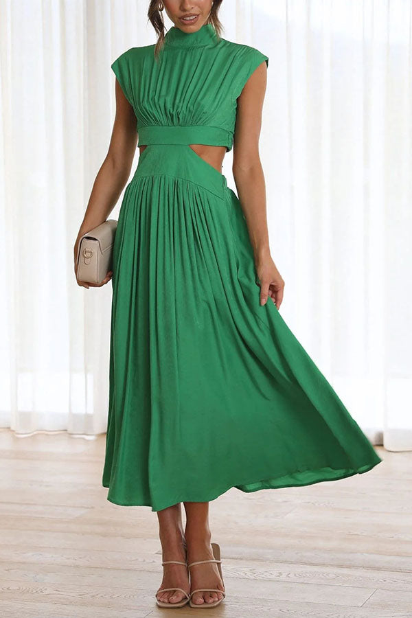 Quincy - Vestido midi com corte e bolsos