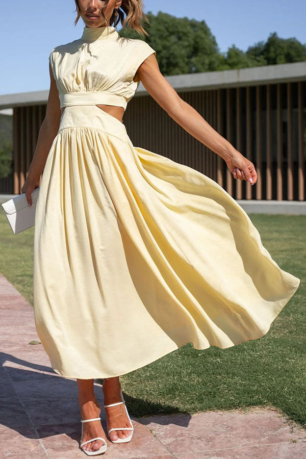 Quincy - Vestido midi com corte e bolsos