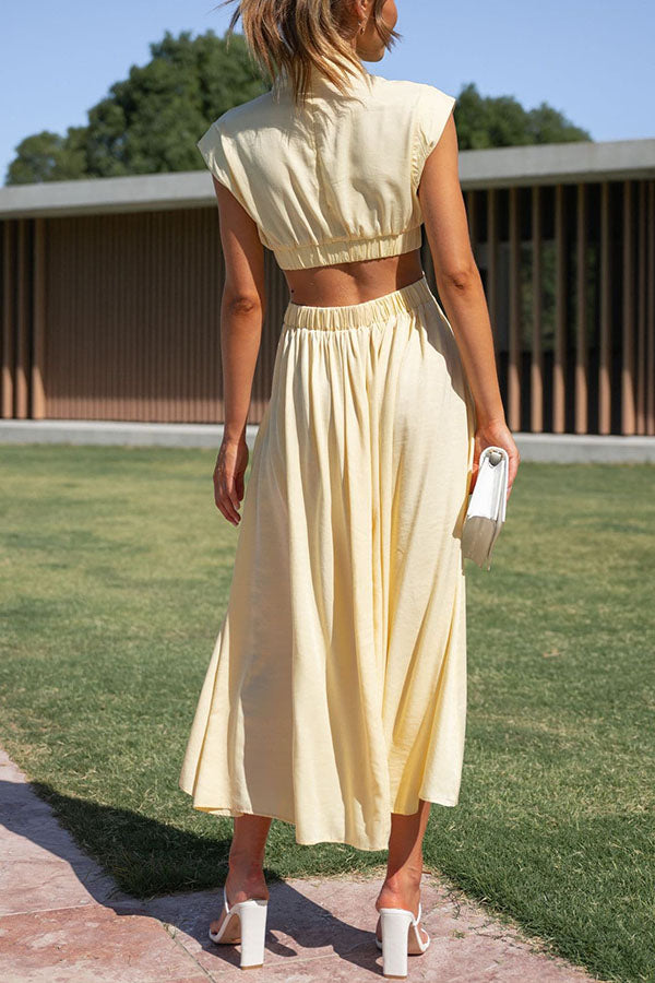 Quincy - Vestido midi com corte e bolsos