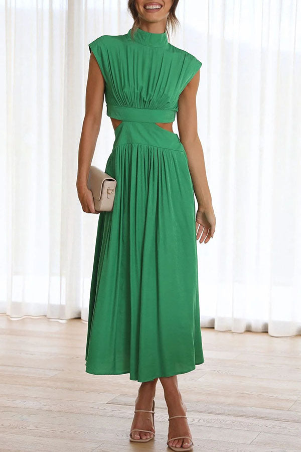 Quincy - Vestido midi com corte e bolsos